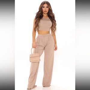 2 piece, wide leg pant set from Fashion Nova.